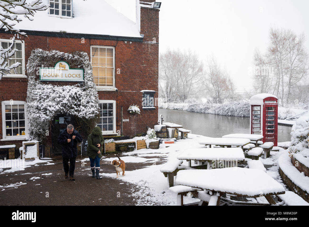 Exeter, Devon, Großbritannien. 18. März 2018. UK Wetter. Riverside Valley Park im Schnee. Credit: Sebastian Wasek/Alamy leben Nachrichten Stockfoto