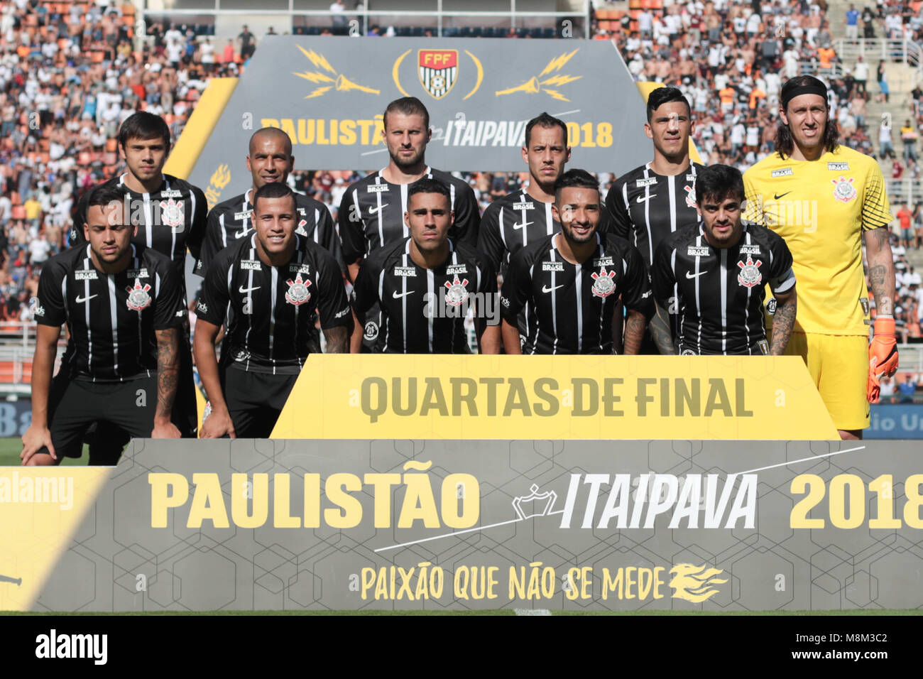 SÃO PAULO, SP - 18.03.2018: BRAGANTINO X KORINTHER - korinther Team während des Spiels zwischen Bragantino und die Korinther im Pacaembu-stadion statt. Erste Etappe, gültig für die Paulista 2018 Viertelfinale. (Foto: Ricardo Moreira/Fotoarena) Stockfoto