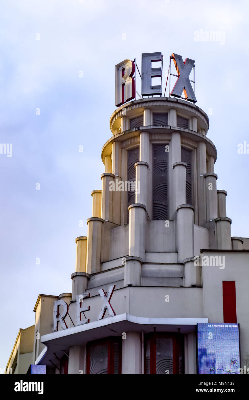 Dec 31, 2017 - Die Fassade des Grand Rex Kino, Paris, Frankreich Stockfoto