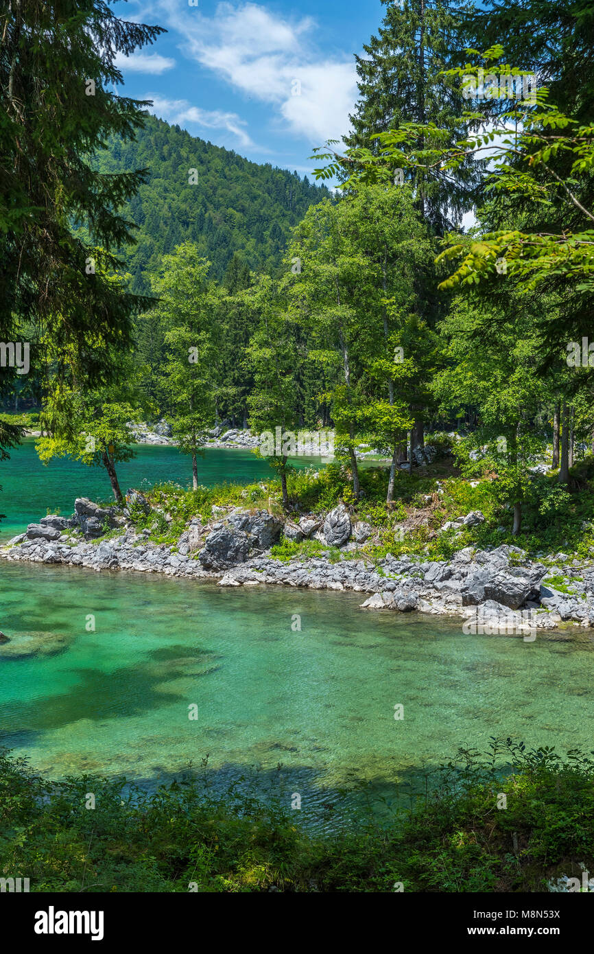 Lago di Fusine Superiore, Julische Alpen, Friaul-Julisch Venetien, Provinz Udine, Italien, Europa Stockfoto