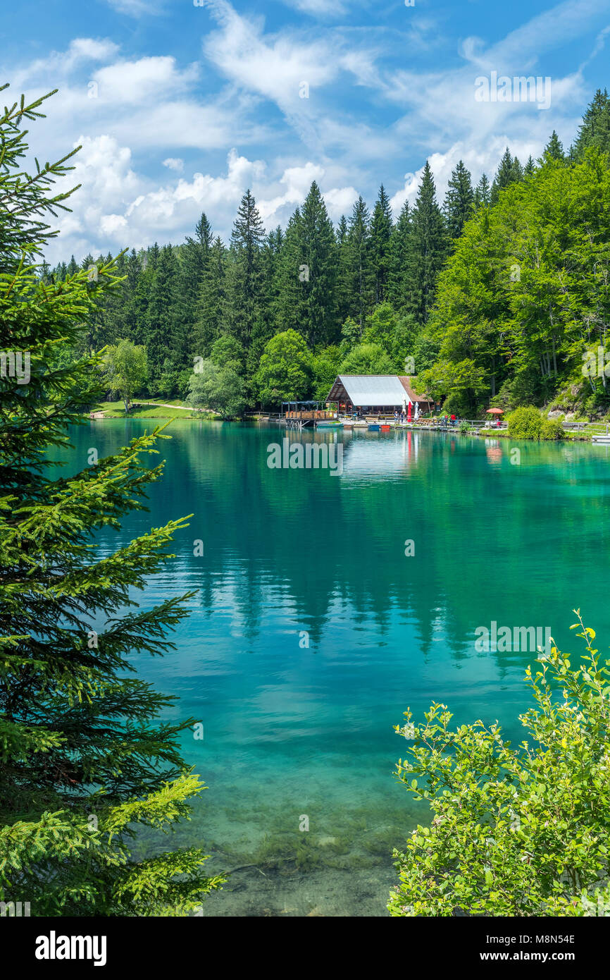 Lago di Fusine Interiore, Julische Alpen, Friaul-Julisch Venetien, Provinz Udine, Italien, Europa Stockfoto