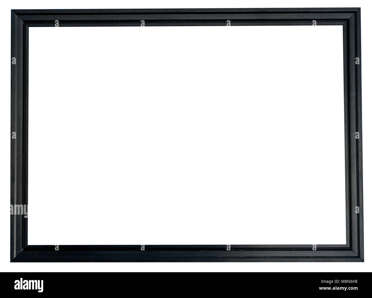 Alte Holzrahmen auf weißem Hintergrund mit Freistellungspfaden. Stockfoto
