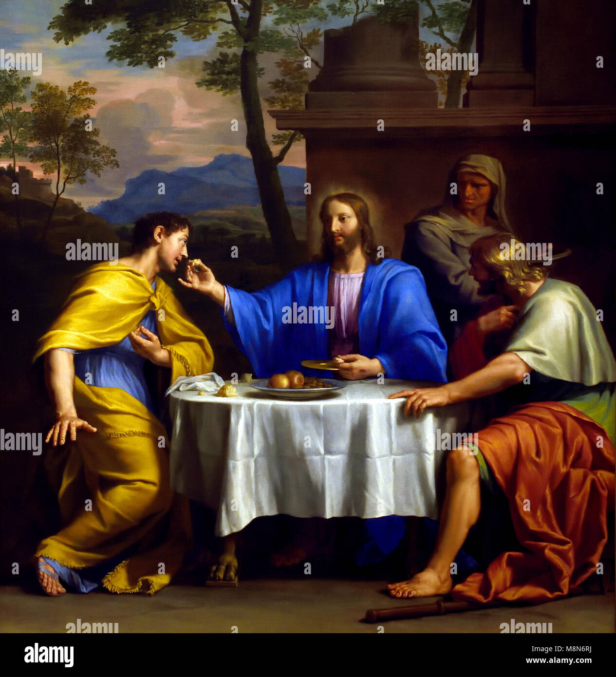 Das Abendessen von Emmaus, Mitte des siebzehnten Jahrhunderts, Jean-Baptiste de Jongh, Brüssel (Belgien), 1631 - Paris (Frankreich), 1681, Französisch, Stockfoto