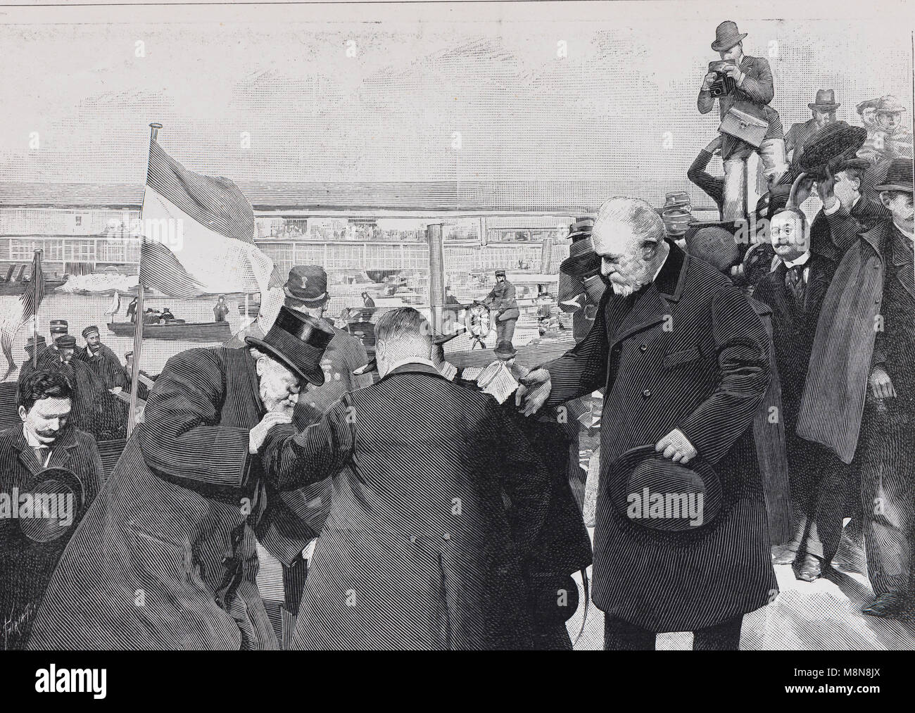 Ankunft in Marseille der südafrikanische Präsident Krüger bei seinem Besuch in Frankreich, Bild aus der Französischen Wochenzeitung l'Illustration, 1. Dezember 1900 Stockfoto