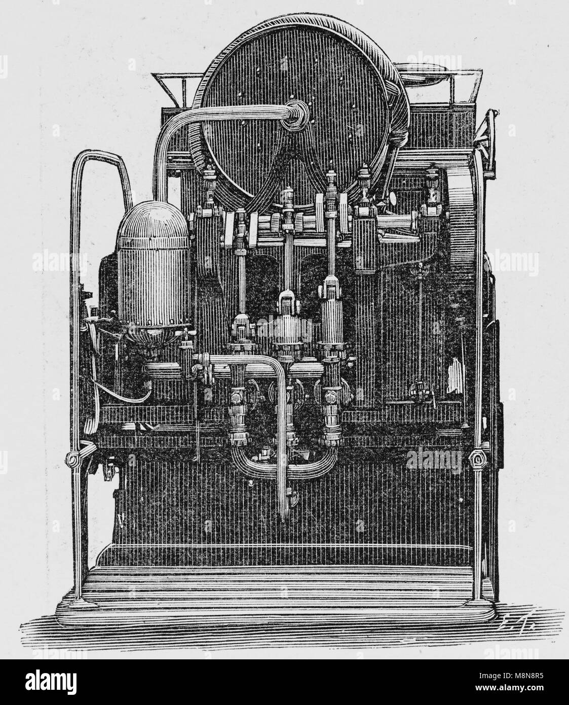 Elektrische Material der Pariser Feuerwehr, elektrische Pumpe, Bild aus der Französischen Wochenzeitung l'Illustration, 25. Juli 1900 Stockfoto