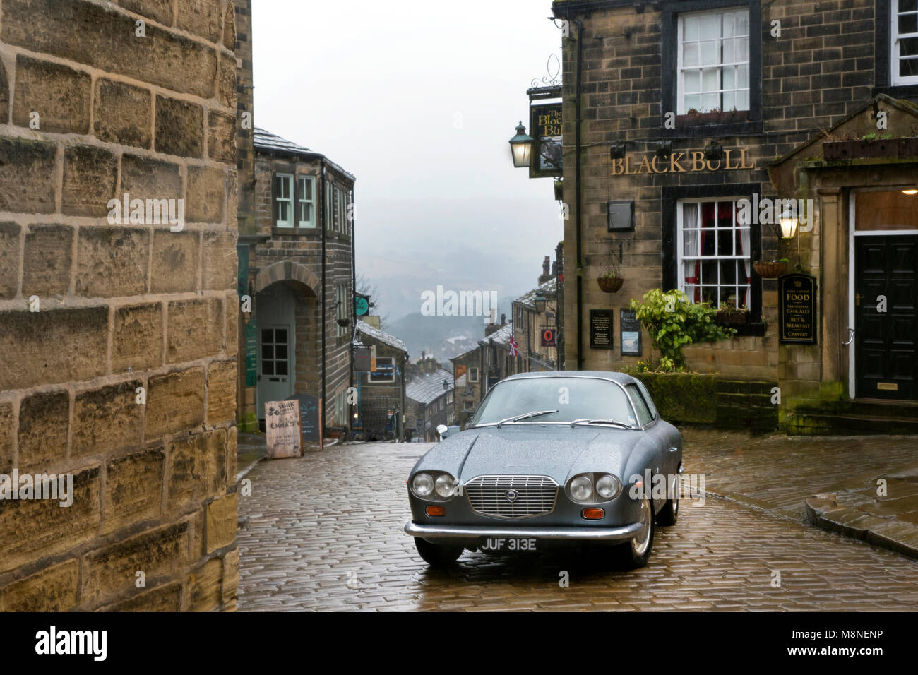 1967 Lancia Flavia Zagato in Main street Haworth West Yorkshire Stockfoto