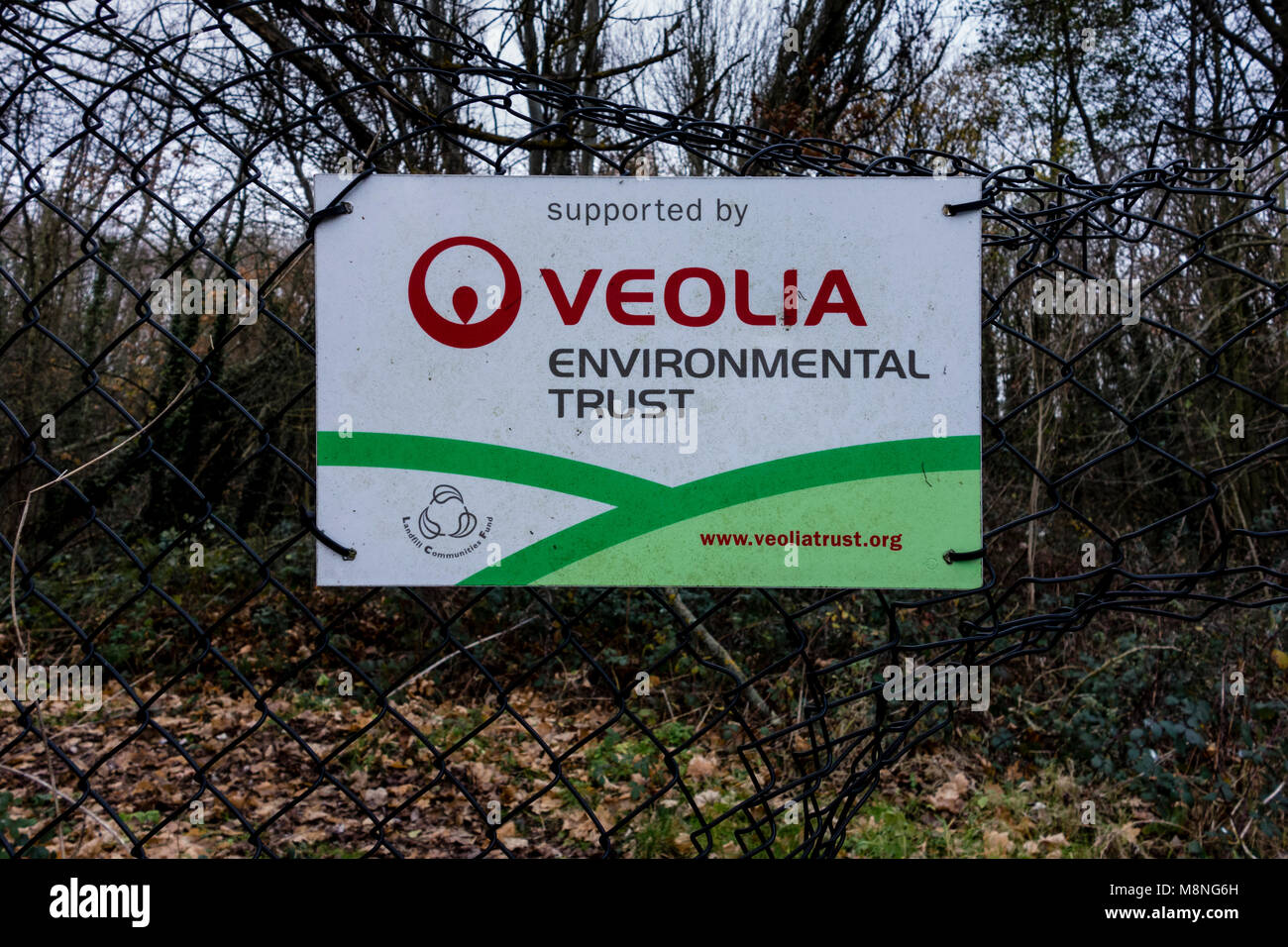 Veolia Environmental Trust unterschreiben. Sie unterstützen eine breite Palette von Gemeinschaft und ökologische Projekte in England und Wales. Stockfoto