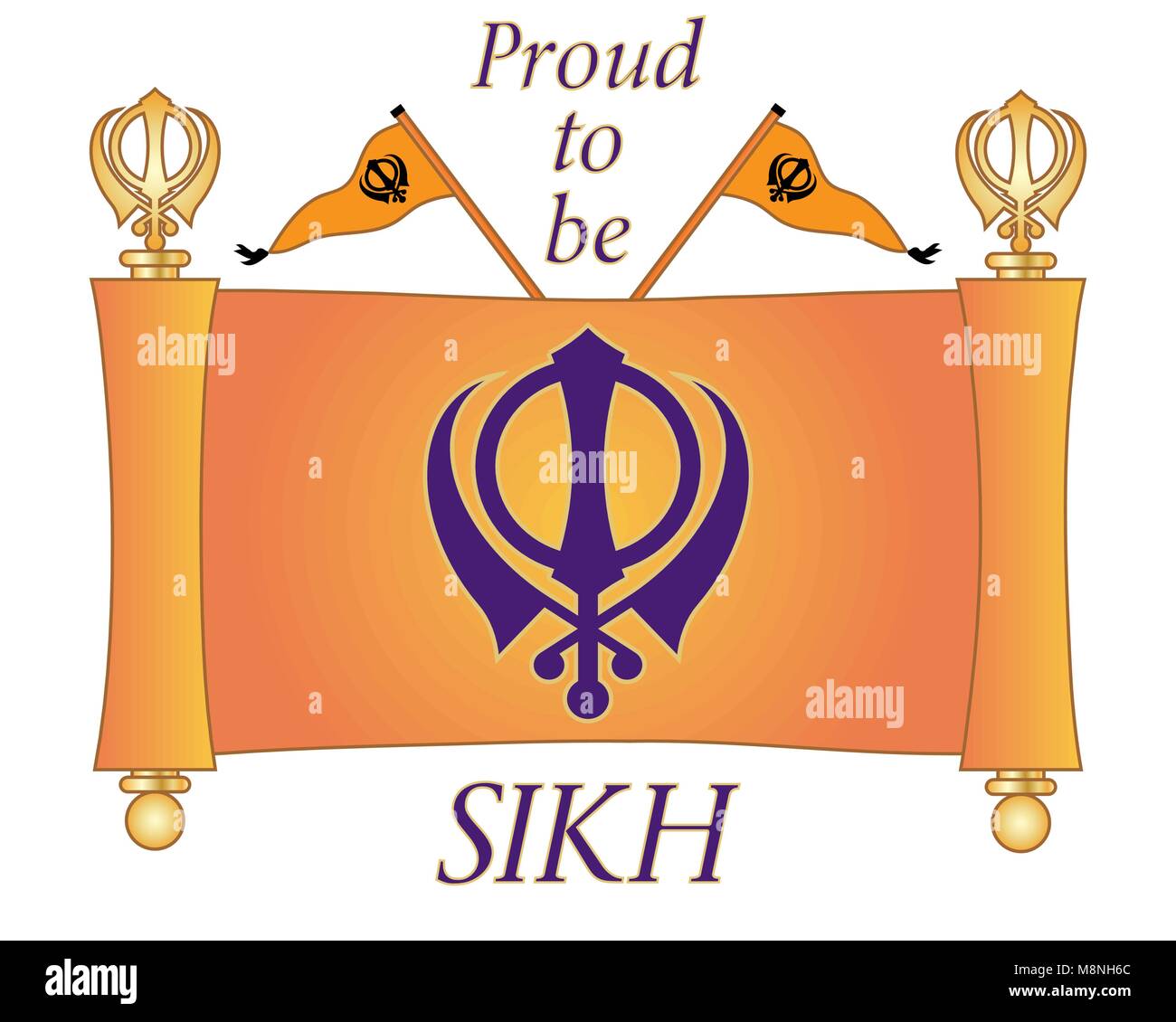 Ein Vektor Abbildung im EPS 10-Format von einer abstrakten Grußkarte für die Sikh glauben mit einer Rolle Pergament mit Symbol auf weißem Hintergrund Stock Vektor