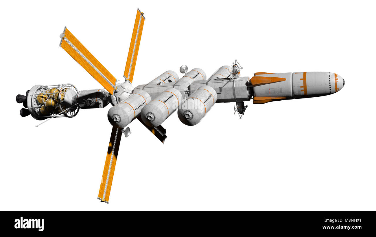 Futuristisches Raumschiff isoliert auf weißem Hintergrund (3d-science fiction Abbildung) Stockfoto