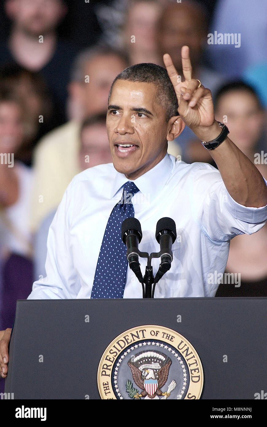 Freiheit, Missourii, USA, 20. September 2013. Präsident Barak Obama am Ford Presswerk. Credit: Mark Reinstein/MediaPunch Stockfoto