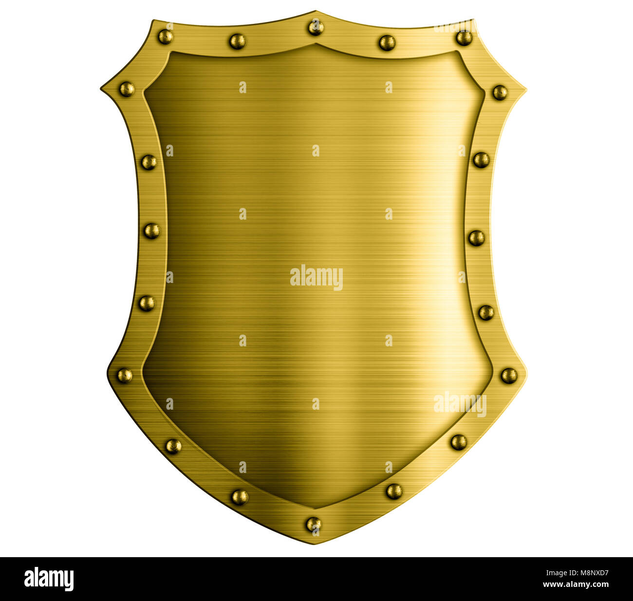 Metall mittelalterlichen Bronze shield isoliert 3 Abbildung d Stockfoto