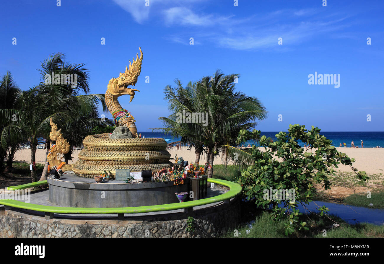 Thailand, Phuket, Karon Beach, Naga Schlange Statue, Stockfoto