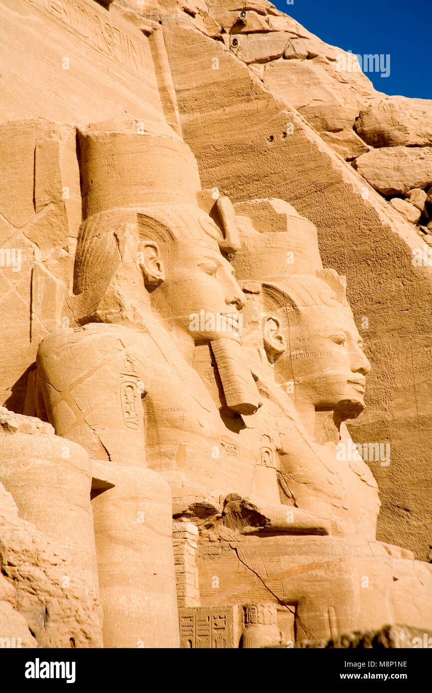 Die archäologische Stätte des Tempels von Abu Simbel Stockfoto