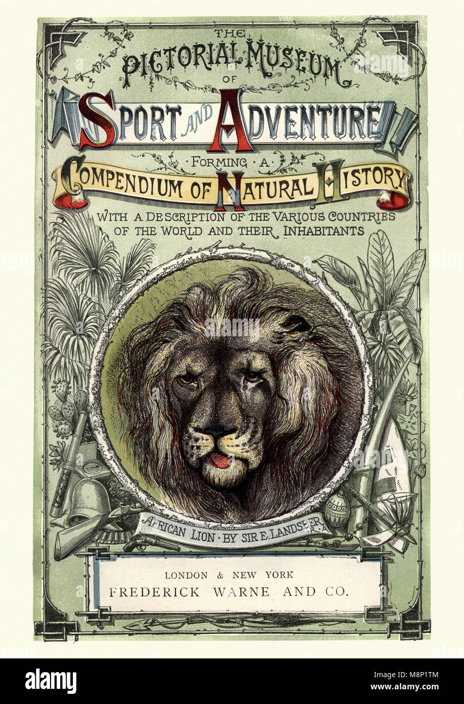 Titelseite des bildhaften Museum für Sport und Abenteuer, viktorianischen Buch Stockfoto