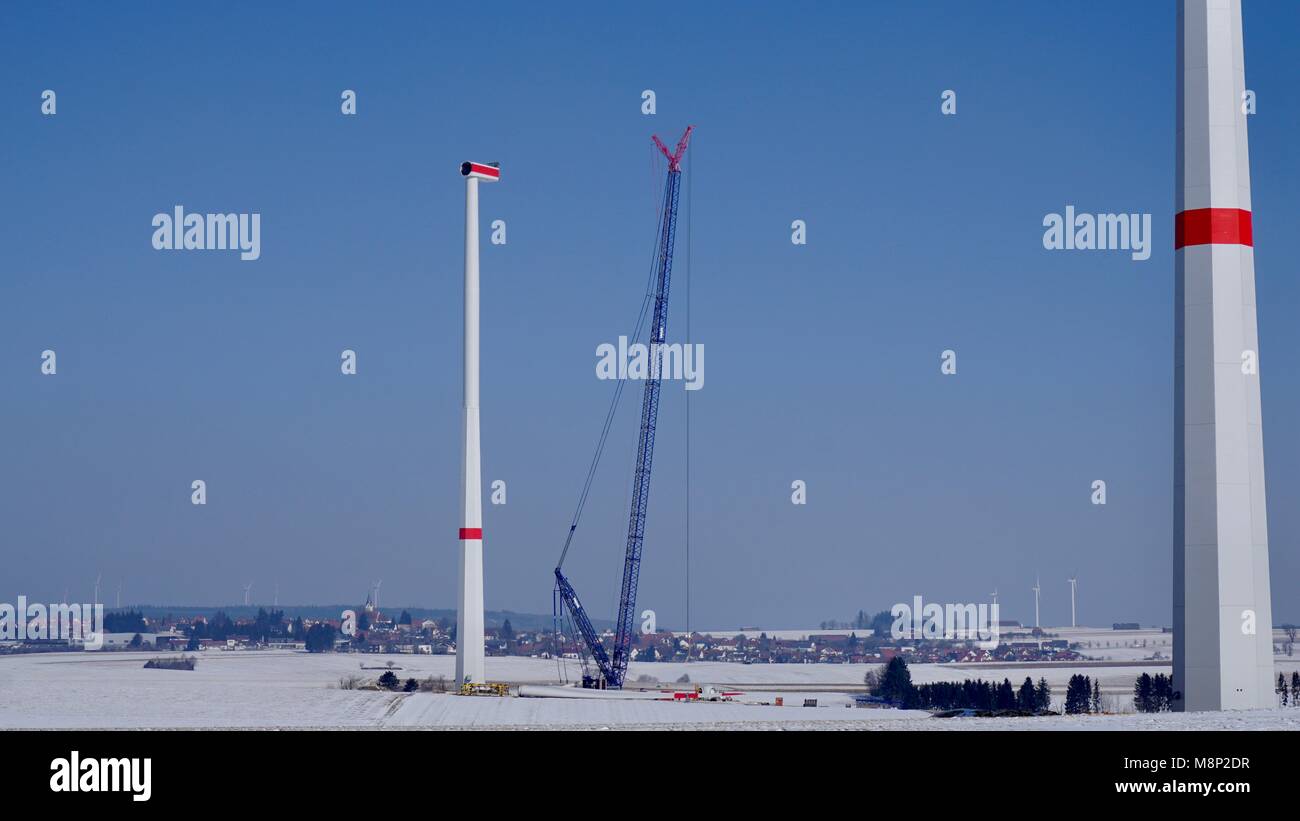 Windräder, Windkraft, Windanlagen, Windstrom, Schwäbische Alb zwischen Schwäbisch Gmünd, Göppingen und Ulm. Stockfoto