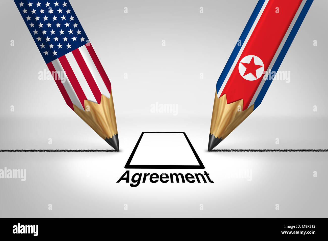 Vereinigten Staaten Nordkorea Diplomatie Abkommen und dem Amerikanischen und Nordkoreanischen diplomatischen Treffen mit Pjöngjang und Washington zusammen anschließen. Stockfoto