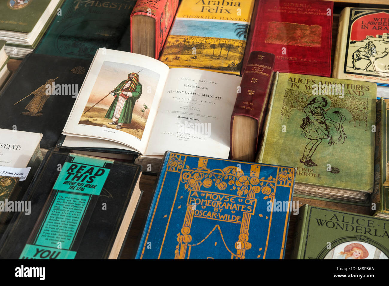 Antike Bücher, London, UK Stockfoto