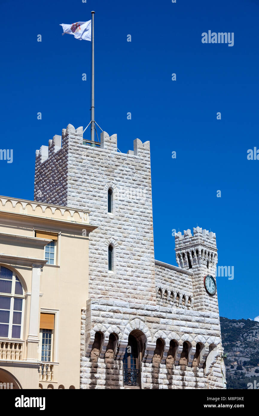 Palais Princier, Prinzen Palast von Monaco, offizielle Residenz des souveränen Fürsten von Monaco, Côte d'Azur, Côte d'Azur, Südfrankreich, Europa Stockfoto
