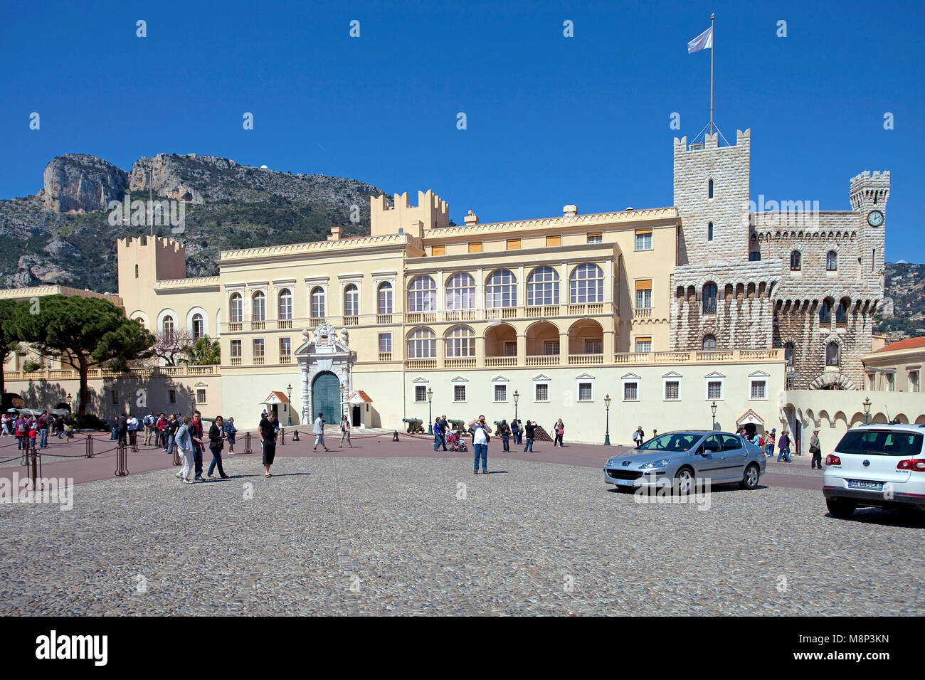 Palais Princier, Prinzen Palast von Monaco, offizielle Residenz des souveränen Fürsten von Monaco, Côte d'Azur, Côte d'Azur, Südfrankreich, Europa Stockfoto