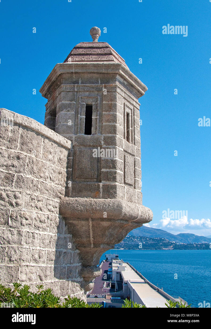 Watch Tower der Palais Princier, Prinzen Palast von Monaco, offizielle Residenz des souveränen Fürsten von Monaco, Côte d'Azur, Französische Riviera Stockfoto