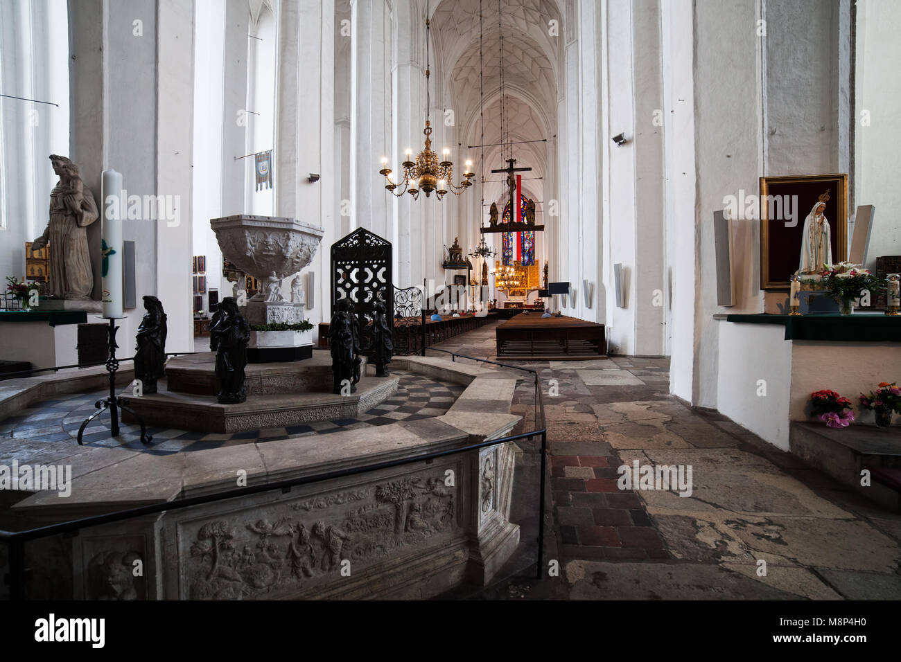 Polen, Danzig, St. Maria Kirche Innenraum - Basilika der Himmelfahrt der Jungfrau Maria (Bazylika Mariacka) Stockfoto