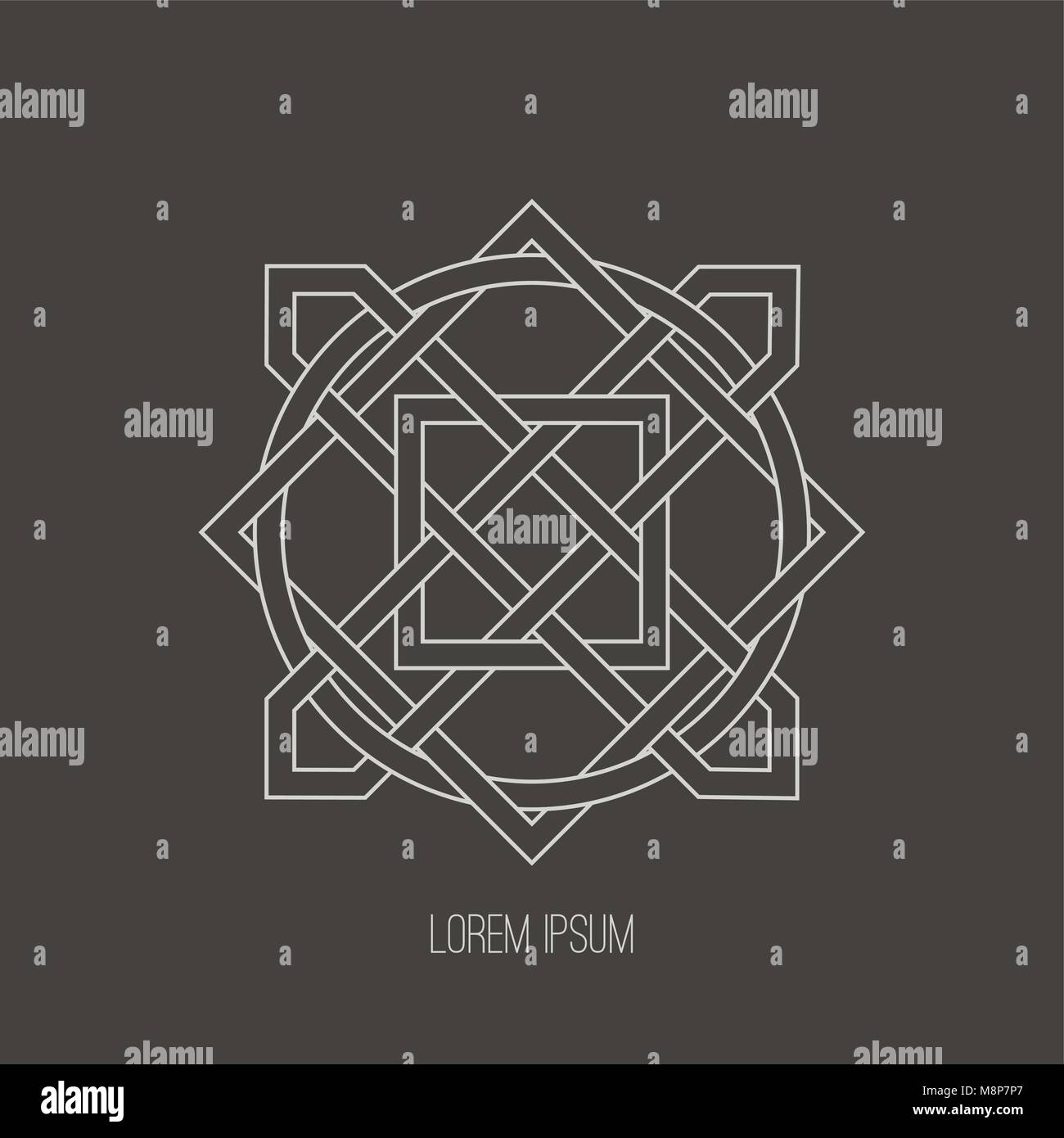 Linear-Logo, das Monogramm, Banner von geometrische Elemente im arabischen Stil. Minimale Design. Vector Illustration. Stock Vektor