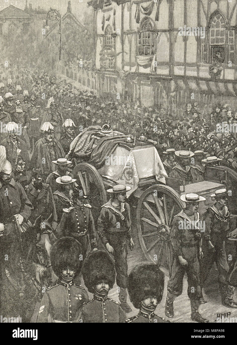 Beerdigung von Königin Victoria, 2. Februar 1901. Die letzte Stufe, Windsor, Berkshire, England Stockfoto