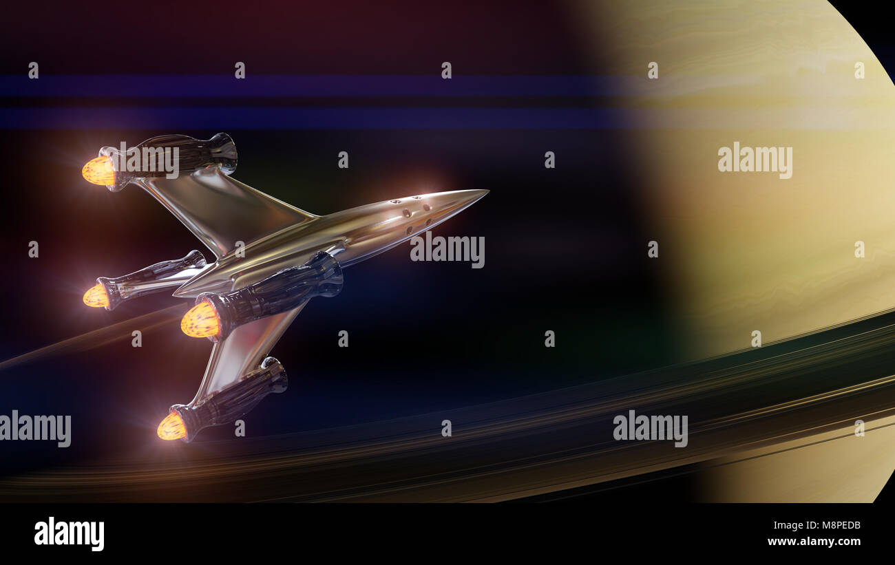 Raumschiff im Orbit des Planeten Saturn (3D-Illustration, Elemente dieses Bild von der NASA eingerichtet sind). Stockfoto Raumschiff im Orbit des Planeten Saturn (3D-Illustration, Elemente dieses Bild von der NASA eingerichtet sind). Stockfoto