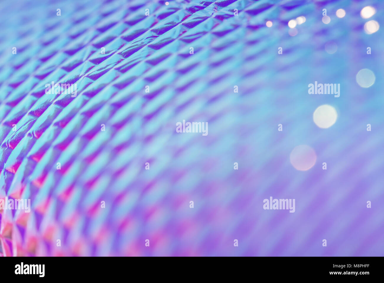 Holographische Ultra Violet kreativen Hintergrund mit bokeh Lichteffekt. Stockfoto