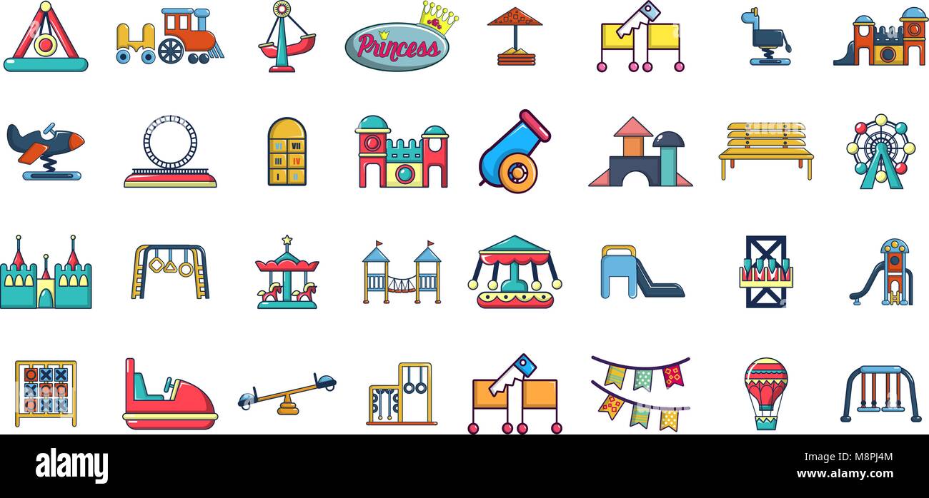 Kind amusement Icon Set, Cartoon Stil Stock Vektor Kind amusement Icon Set, Cartoon Stil Stock Vektor