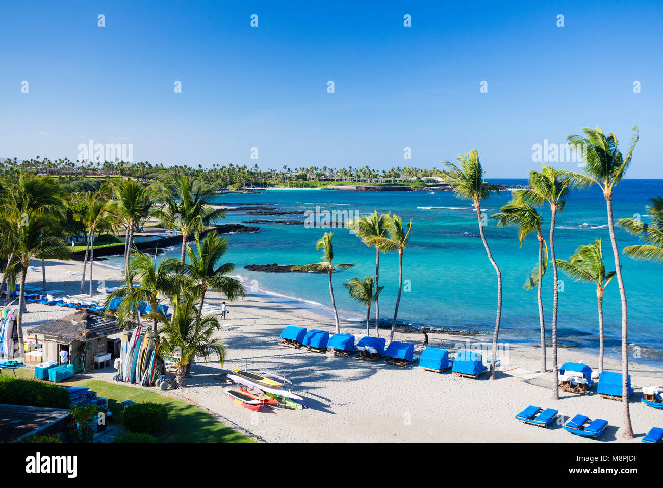 Beach Cabanas Mauna Lani Bay Hawaii Stockfoto