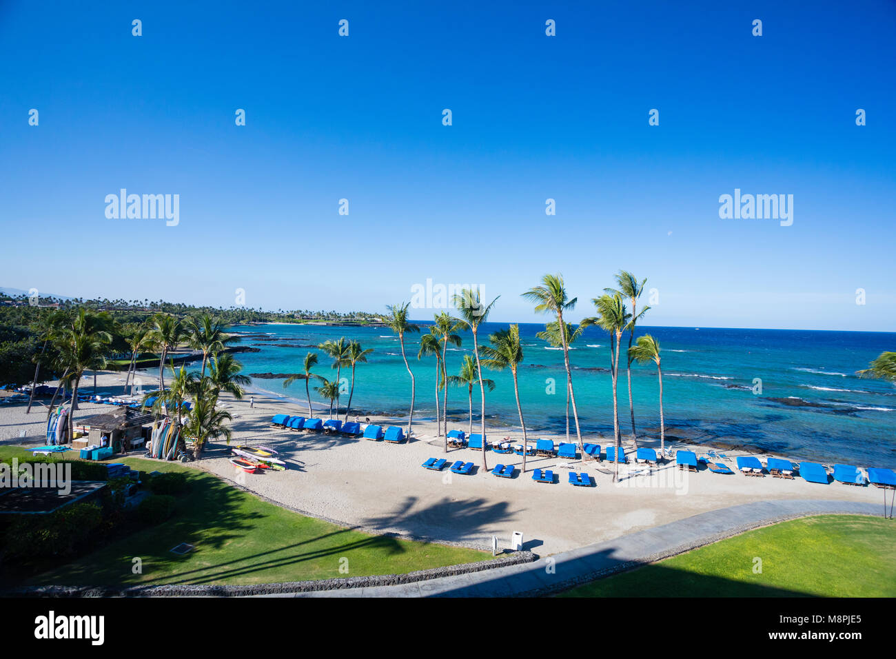 Beach Cabanas Mauna Lani Bay Hawaii Stockfoto