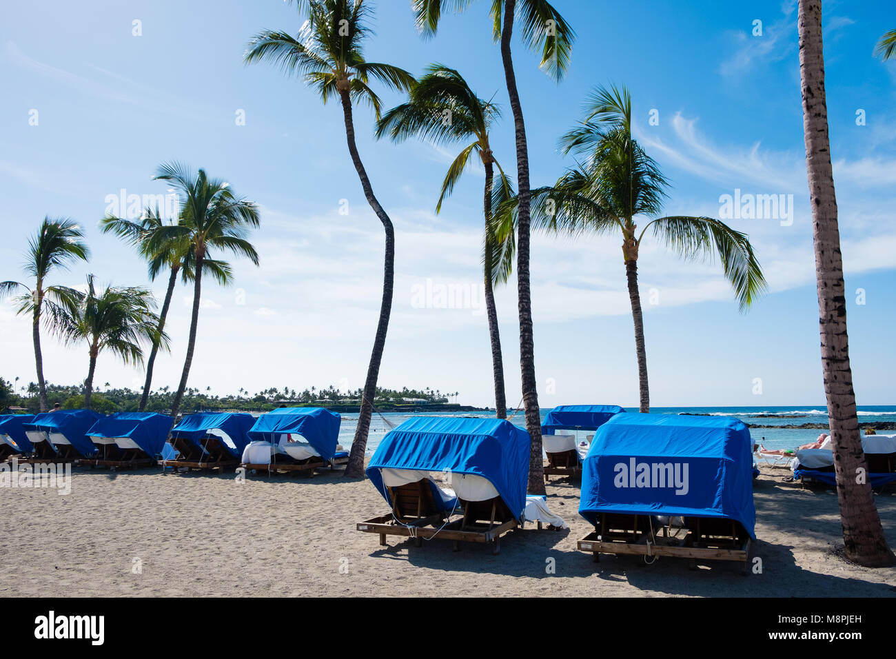 Beach Cabanas Mauna Lani Bay Hawaii Stockfoto