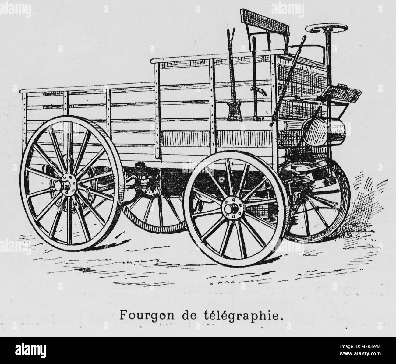 Militärische Fahrzeuge während der 1900 französische militärische Übung, Fernschreiber Fahrzeug, Bild aus der Französischen Wochenzeitung l'Illustration, 22. September 1900 Stockfoto