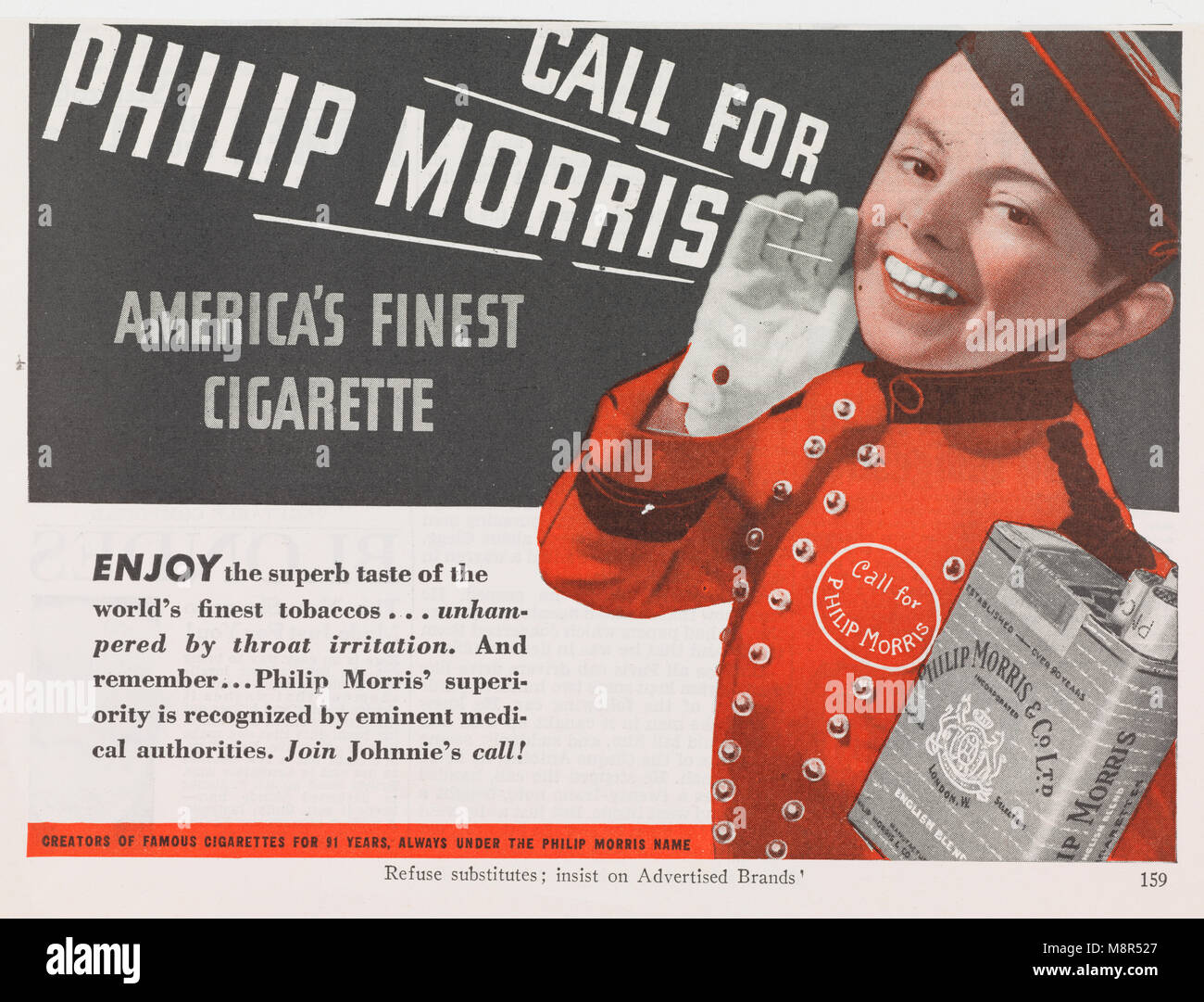 Anruf für Philip Morris Ad Stockfoto