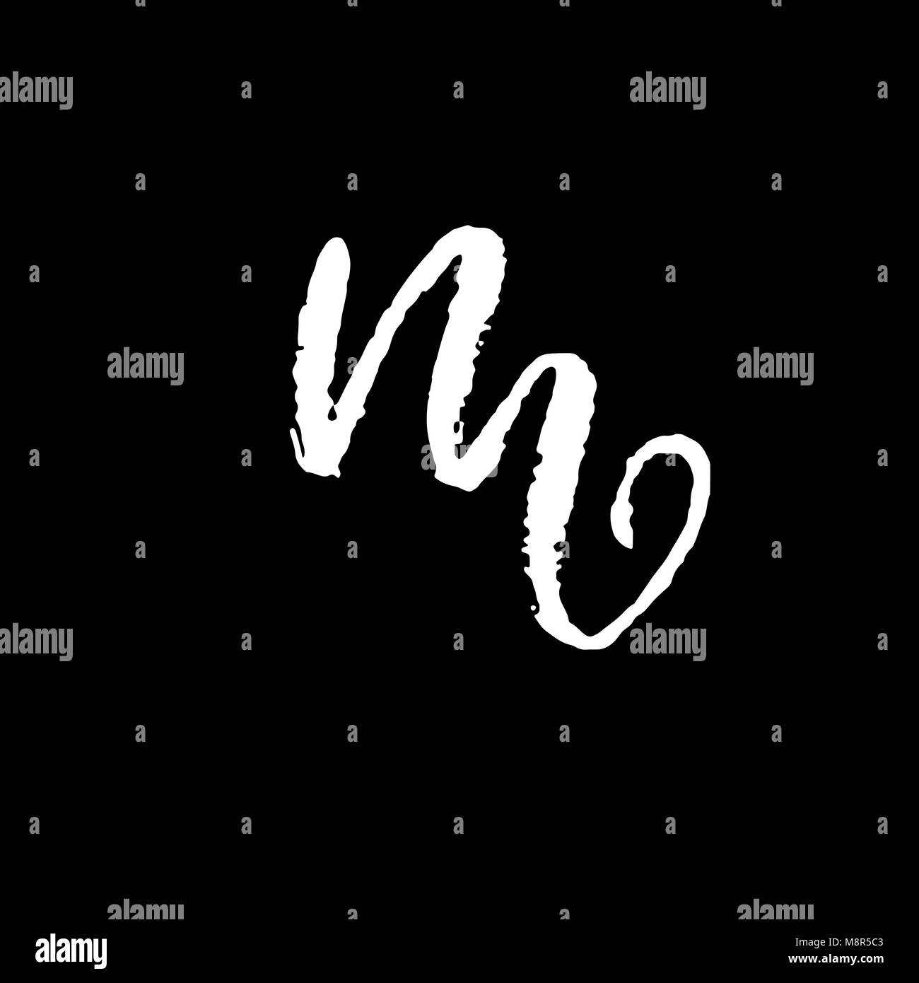 Schreiben M. handschriftlich von trockenen Bürste. Grobe Anschläge texturierte Fonts. Vector Illustration. Grunge Stil elegant Alphabets. Stock Vektor