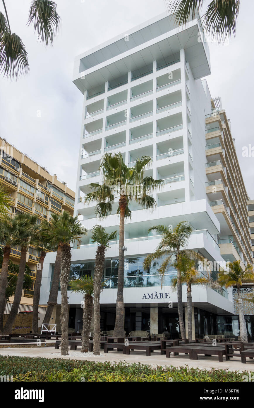 Hotel Amare Marbella, Gebäude, Andalusien, Costa del Sol, Spanien. Stockfoto