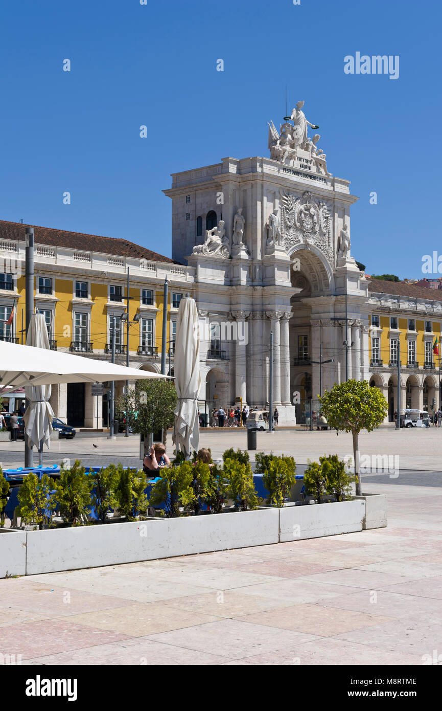 Rua Augusta Arch im Commerce Square, Lissabon, Portugal Stockfoto