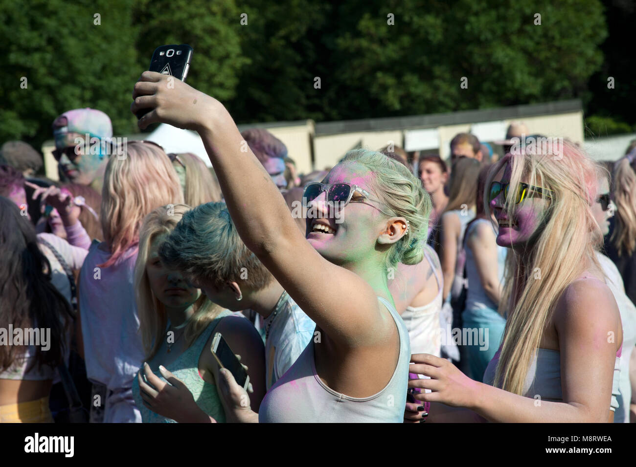 Im holi-event Ebert-Park. Stockfoto