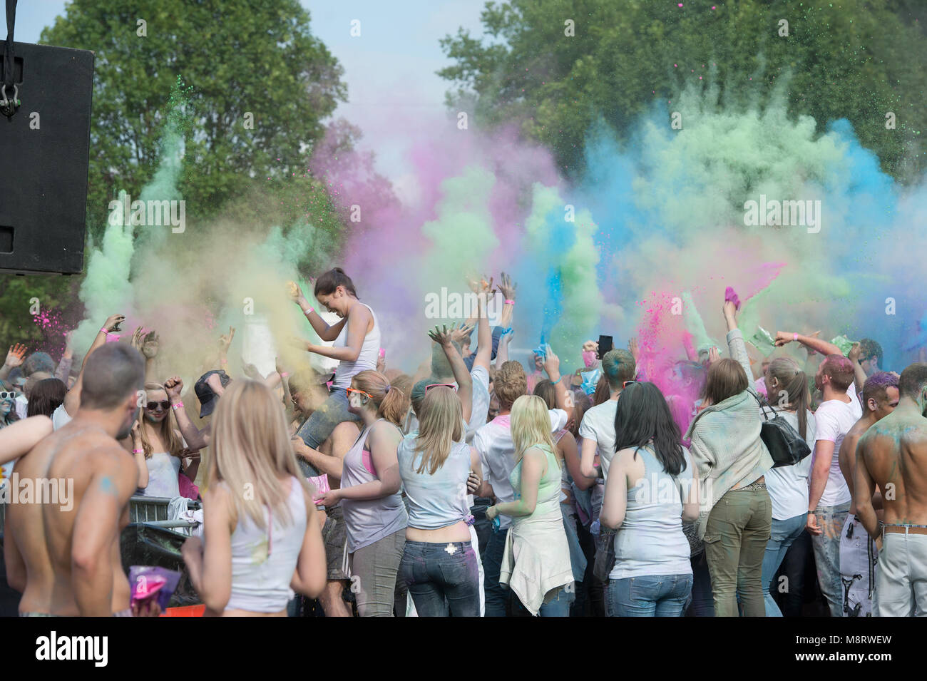 Im holi-event Ebert-Park. Stockfoto