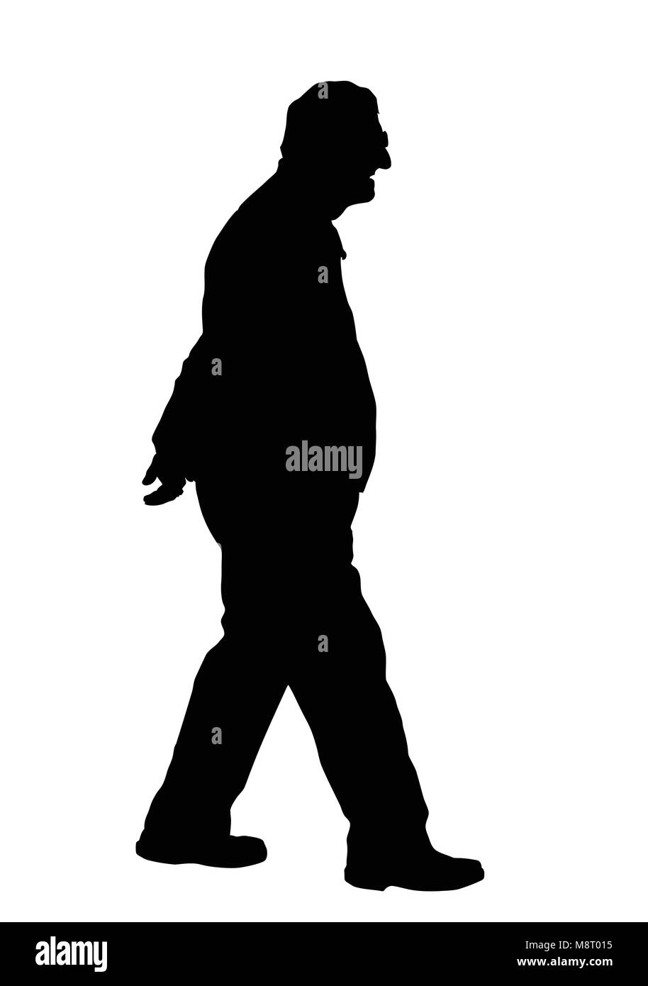 Alter Mann Silhouette auf weißem Hintergrund, Vector Illustration Stock Vektor