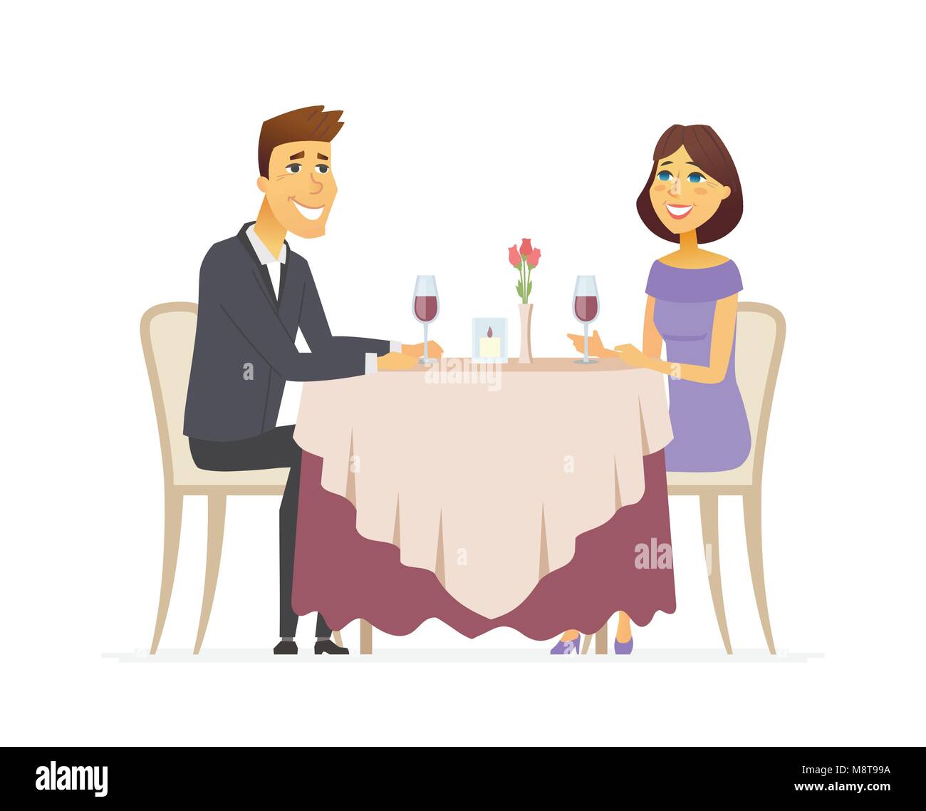 Romantisches Abendessen - cartoon Menschen Charakter isoliert Abbildung Stock Vektor