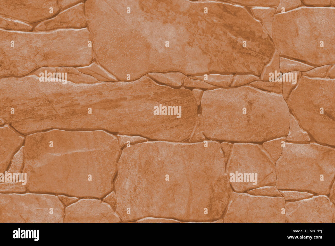 Fliese Imitation von Naturstein - Textur (Hintergrund). Toning in PANTONE-Farbe butterum. Stockfoto
