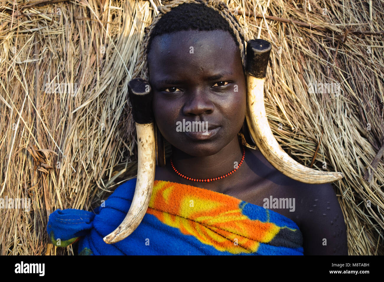 Mursi Menschen (Äthiopien) Stockfoto