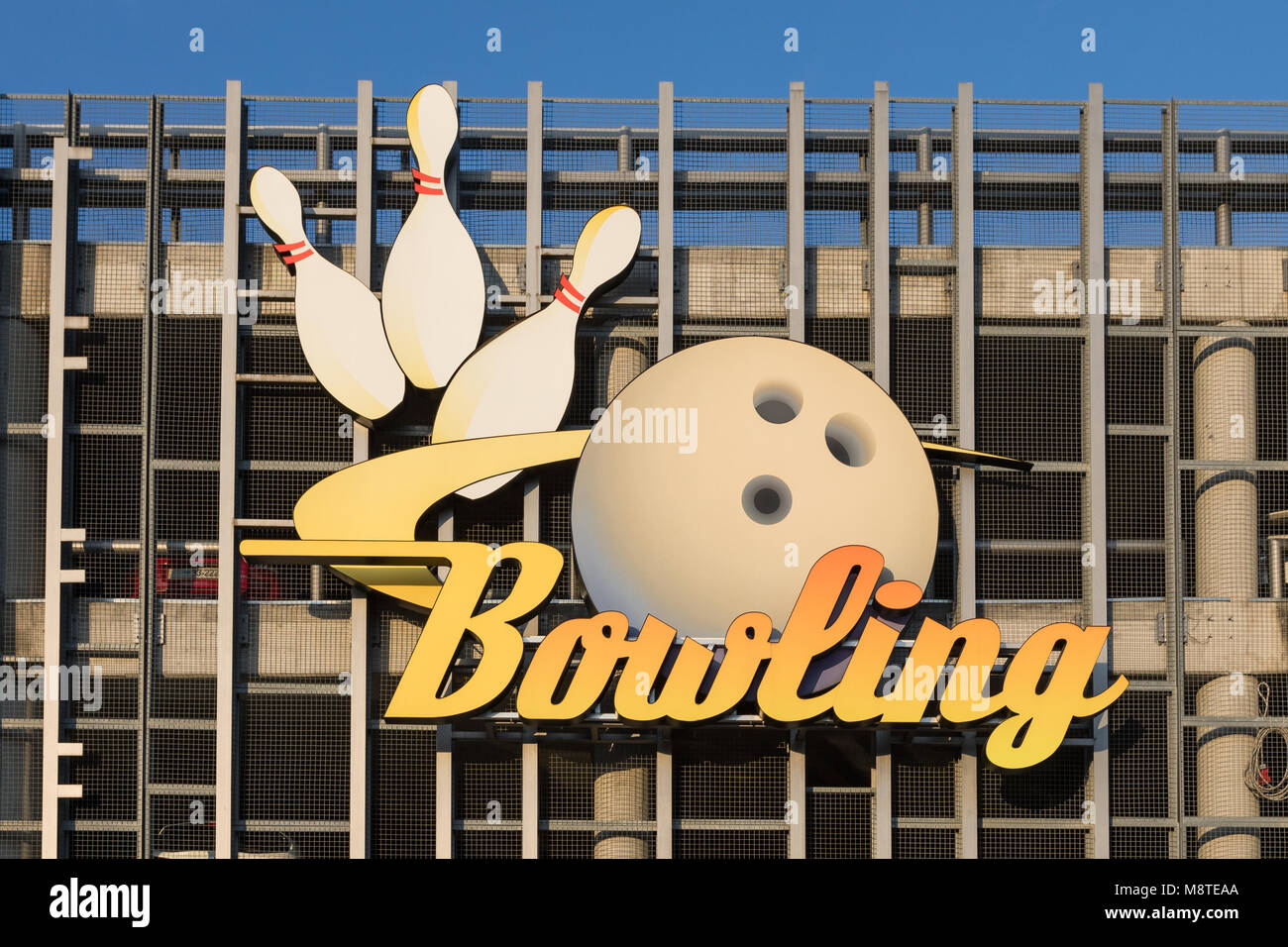 Bowling Center anmelden Stockfoto