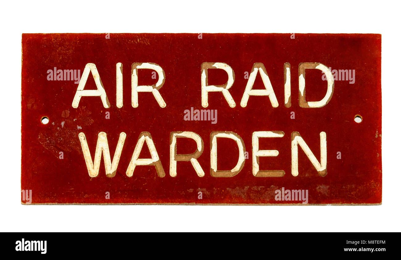 WW2 British Air Raid Warden anmelden Stockfoto