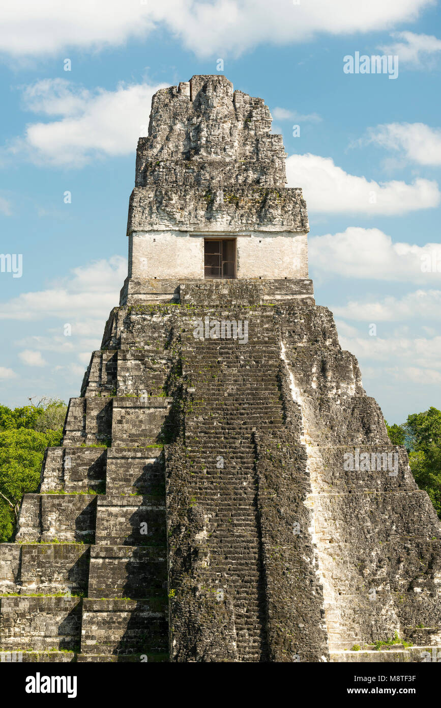 Tempel 1, auch als der Jaguar Tempel, der im Nationalpark Tikal, Guatemala in Mittelamerika bekannt Stockfoto