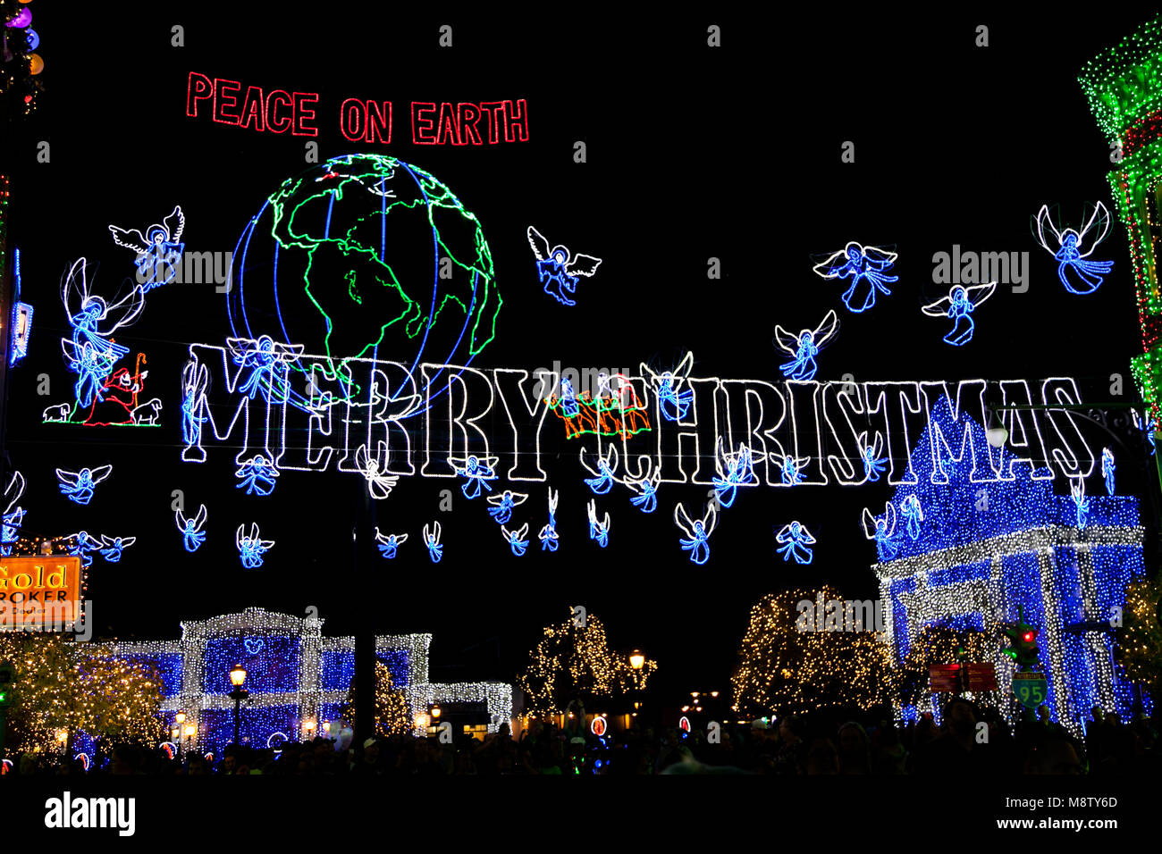 ORLANDO, Florida - 29. Dezember 2013 - ein Bike mit Lichtern an der Osborne Familie Schauspiel des tanzenden Lichter in Disney's Hollywood Studios, Walt Disn Stockfoto