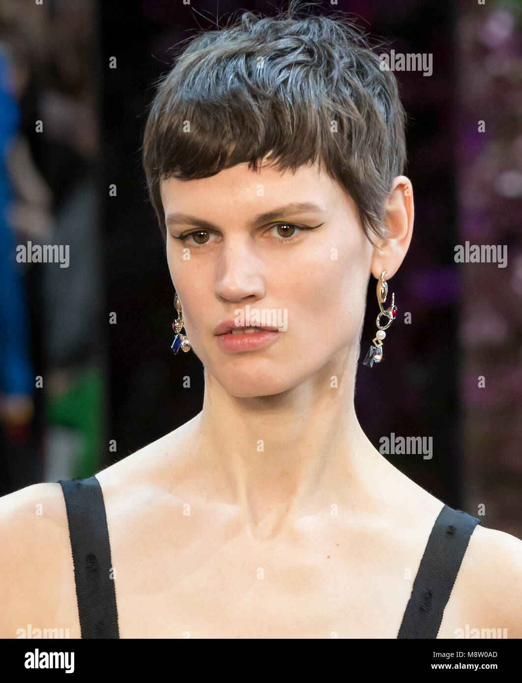 NEW YORK, NY - Februar 09, 2018: Saskia De Brauw geht der Start- und Landebahn am Jason Wu Herbst Winter 2018 fashion show während der New York Fashion Week Stockfoto