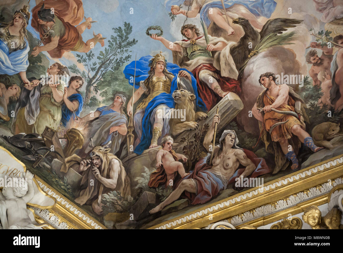 Florenz. Italien. Allegorie der Tapferkeit, Fresko, 1685, in der Galleria Riccardiana von Luca Giordano (1634-1705), der Palazzo Medici Riccardi. Allego Stockfoto